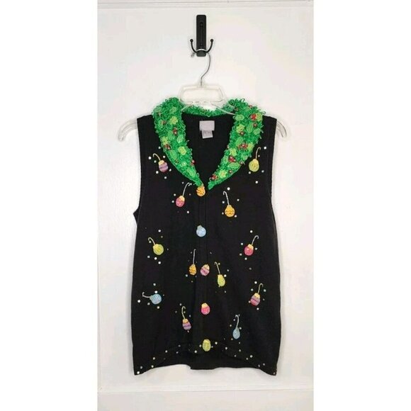 Berek Sweaters - Size Small Berek Christmas Wreath Neck Vest Ornament Buttons Sequins Ugly...
